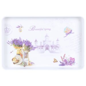 cabilock veggie tray plastic plate serving tray with lavender flower pattern cupcake dessert dish appetizer candy holder for party event snacks food display server appetizer serving tray