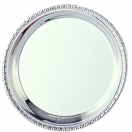 High Polished Stainless Steel Gadroon Tray, Serving Tray, 12" Diameter