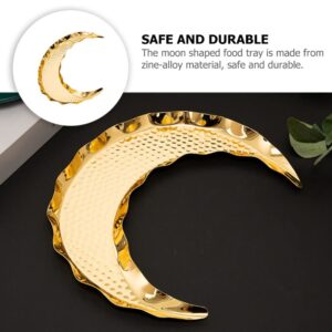 Eid Mubarak Decorations Moon Food Serving Tray Food Serving Plate Fruit Dessert Plates Dessert Food Storage Container Ramadan Muslim Islamic Party Golden Eid Mubarak Tray