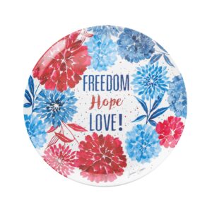 c&f home freedom hope love round platter 4th of july patriotic usa independence day memorial day americana liberty 14" x 14" x 0.59" red