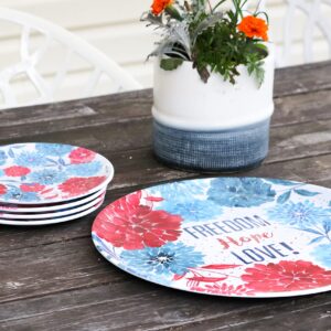 C&F Home Freedom Hope Love Round Platter 4Th Of July Patriotic Usa Independence Day Memorial Day Americana Liberty 14" x 14" x 0.59" Red