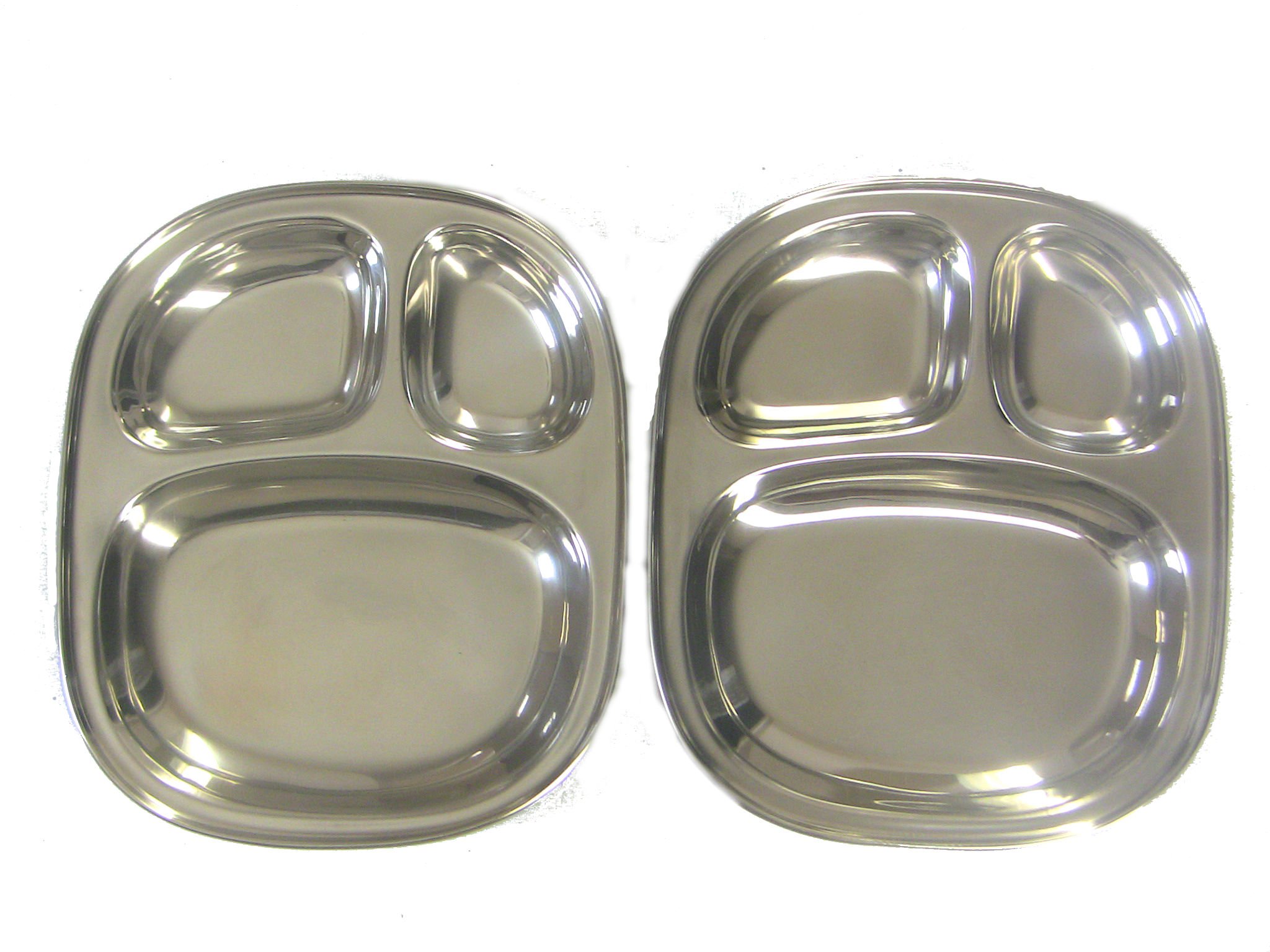 Qualways Kids's Tray - Divided Stainless Steel Tray Set of 2