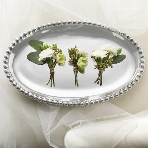 Mariposa Pearled Oval Platters, One Size, Silver