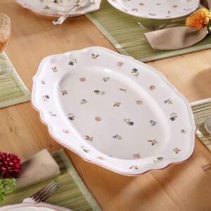 Petite Fleur Oval Platter by Villeroy & Boch - Premium Porcelain - Made in Germany - Dishwasher and Microwave Safe - 17 Inches, Floral