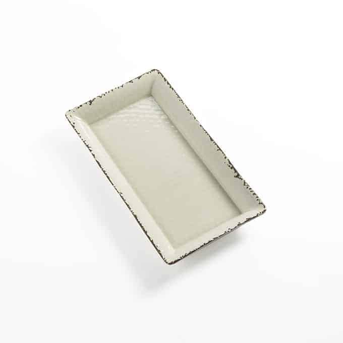 American Metalcraft AWMEL19 Melamine Platter, Rectangular, Antique White, Small