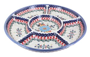 blue rose polish pottery kristi chip & dip dish