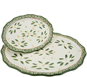 temp-tations ovenware set of 2 platters: 18inch x 13inch and 12inch x 8.75inch, ceramic ew-g (old world green), 18inch and 12inch