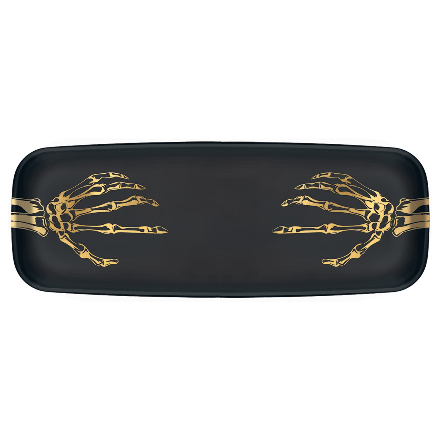 Amscan 430762 Metallic Gold Skeleton Hands Plastic Rectangular Platter, Multicolor