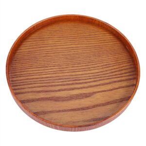 round serving tray, round wood serving tray, bar cafe wooden plate tea food server dishes water drink platter(24cm)