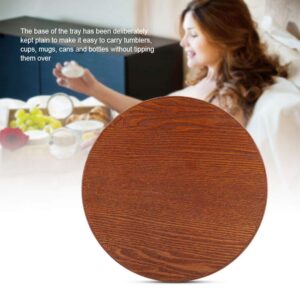 Round Wood Serving Tray Tea Coffee Snack Food Meals Serving Tray Anti Slip Brown Wooden Plate Dishes Water Drink Platter with Raised Edges(3030cm)