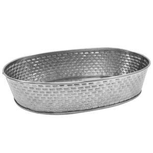 tablecraft brickhouse collection oval platter, stainless steel, 24 x 15 x 4 cm
