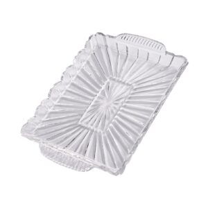 serving tray clear crystal tray serving tray with handle multipurpose tray for coffee table spill resistant food and beverage server kitchen dresser party serving tray decorative trays