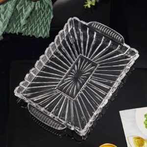 Serving Tray Clear Crystal Tray Serving Tray with Handle Multipurpose Tray for Coffee Table Spill Resistant Food and Beverage Server Kitchen Dresser Party Serving Tray Decorative Trays