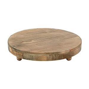 47th & main round footed serving tray, small, natural wood