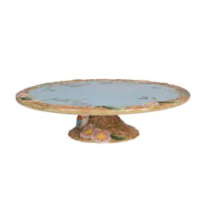 fitz and floyd toulouse footed cakeplate serving platter, 11-inch, multicolor
