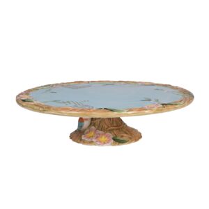 Fitz and Floyd Toulouse Footed Cakeplate Serving Platter, 11-Inch, Multicolor