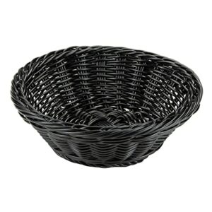 g.e.t. enterprises black 9.5" round basket, break resistant dishwasher safe polypropylene designer polyweave baskets collection wb-1501-bk (pack of 1)