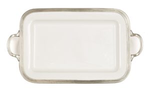 arte italica tuscan rectangular tray with handles, white