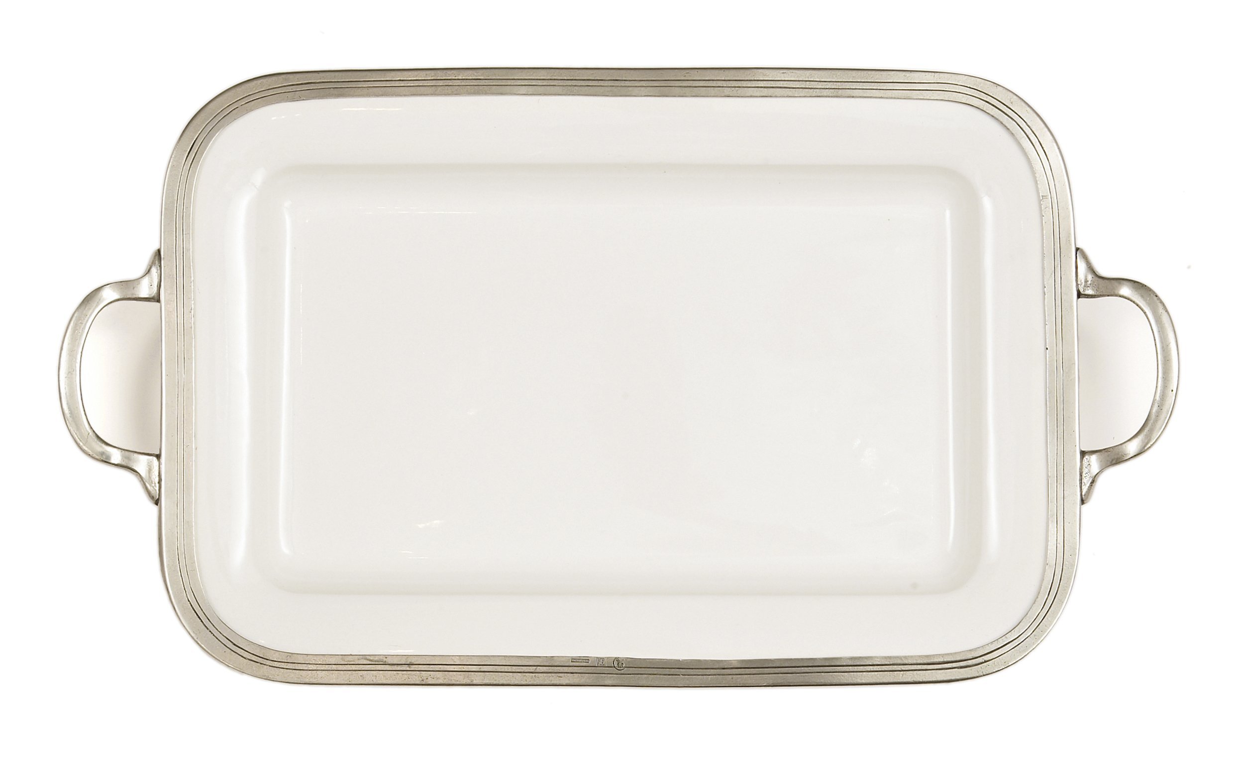 Arte Italica Tuscan Rectangular Tray with Handles, White