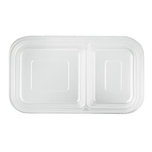 Restaurantware TRAYS ONLY: Futura 15.2 Ounce Trays For Containers 100 Microwavable Trays For 24 34 And 44 Ounce Containers - Containers Sold Separately 2 Compartments Clear Plastic Food Trays