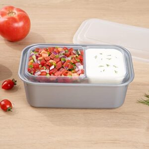 Restaurantware TRAYS ONLY: Futura 15.2 Ounce Trays For Containers 100 Microwavable Trays For 24 34 And 44 Ounce Containers - Containers Sold Separately 2 Compartments Clear Plastic Food Trays