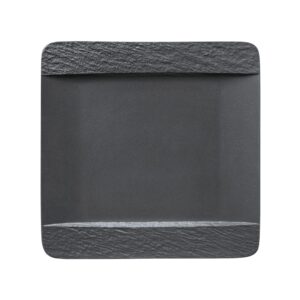 villeroy & boch manufacture rock square dinner plate, modern shaped premium porcelain, dishwasher safe, black, 28x28x2cm