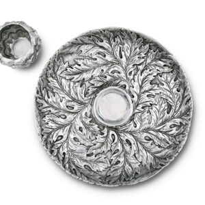 Arthur Court Designs Metal Chip and Dip Platter in Artichoke Pattern Sand Casted in Aluminum with Artisan Quality Hand Polished Designer Tarnish-Free 14.5 inch Diameter