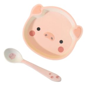 hemoton oatmeal bowl eating utensils dinner plate pig shaped serving platter with spoon decorative snack storage platter for home restaurants party supplies ceramic dinner plates