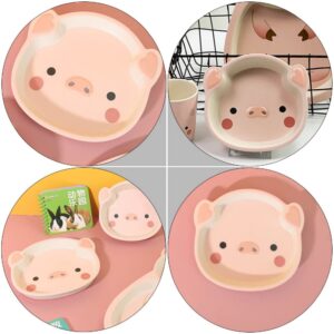 Hemoton Oatmeal Bowl Eating Utensils Dinner Plate Pig Shaped Serving Platter with Spoon Decorative Snack Storage Platter for Home Restaurants Party Supplies Ceramic Dinner Plates