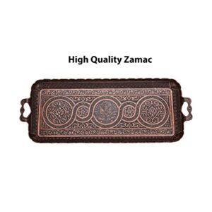 COPPERLOOM Decorative Trays for Coffee Table | Serving Tray with Handles | Rectangle Small Gold Silver Metal Tray (Copper)