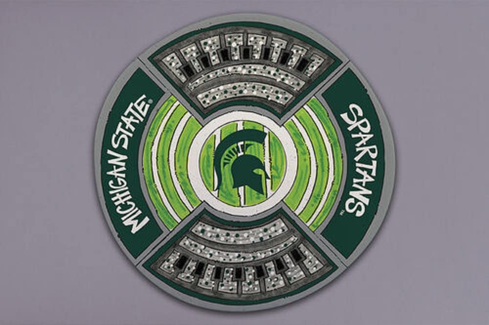 Magnolia Lane Michigan State Stadium Platter, 13.5-inch Diameter, Round