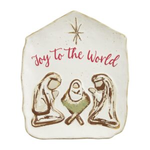 mud pie stoneware christmas nativity serving platter, red, 10"x12"