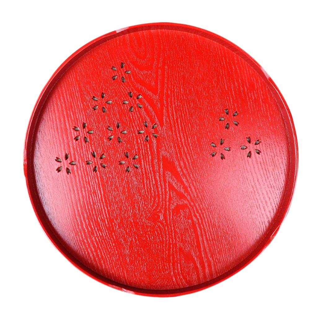 Amosfun Wedding Tray Red Tea Tray Wooden Tea Set Tray Chinese Wedding Tray Wedding Accessory Traditional Wooden Coffee Table Tray for Home Decoration Wedding Centrepieces (Red)