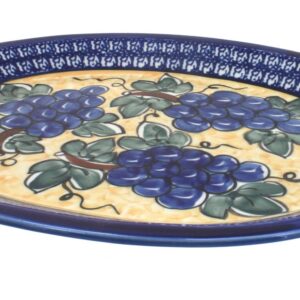 Blue Rose Polish Pottery Grapes Large Serving Platter
