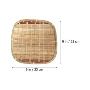 BESTOYARD 23cm Bamboo Woven Basket Tray Rustic Wood Decorative Serving Tray for Breakfast Fruit Drinks Snack Coffee Table Wall Hanging Home Decoration Round and Square