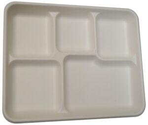 primeware tl-15-case white molded fiber 5-compartment lunch tray, 6" length x 6" width x 3-3/16" height (case of 500)