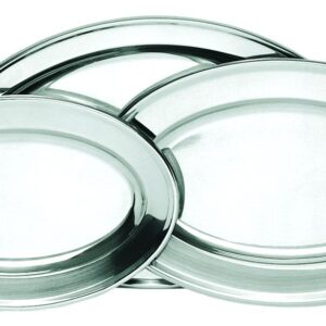 Oval Material Stainless Steel Platters - 21-3/4" x 14-1/2"