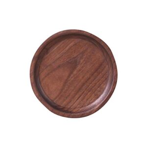 peyan black walnut round wood serving tray wooden vintage decorative cake coffee tea platter kitchen utensils 4.7"x4.7"