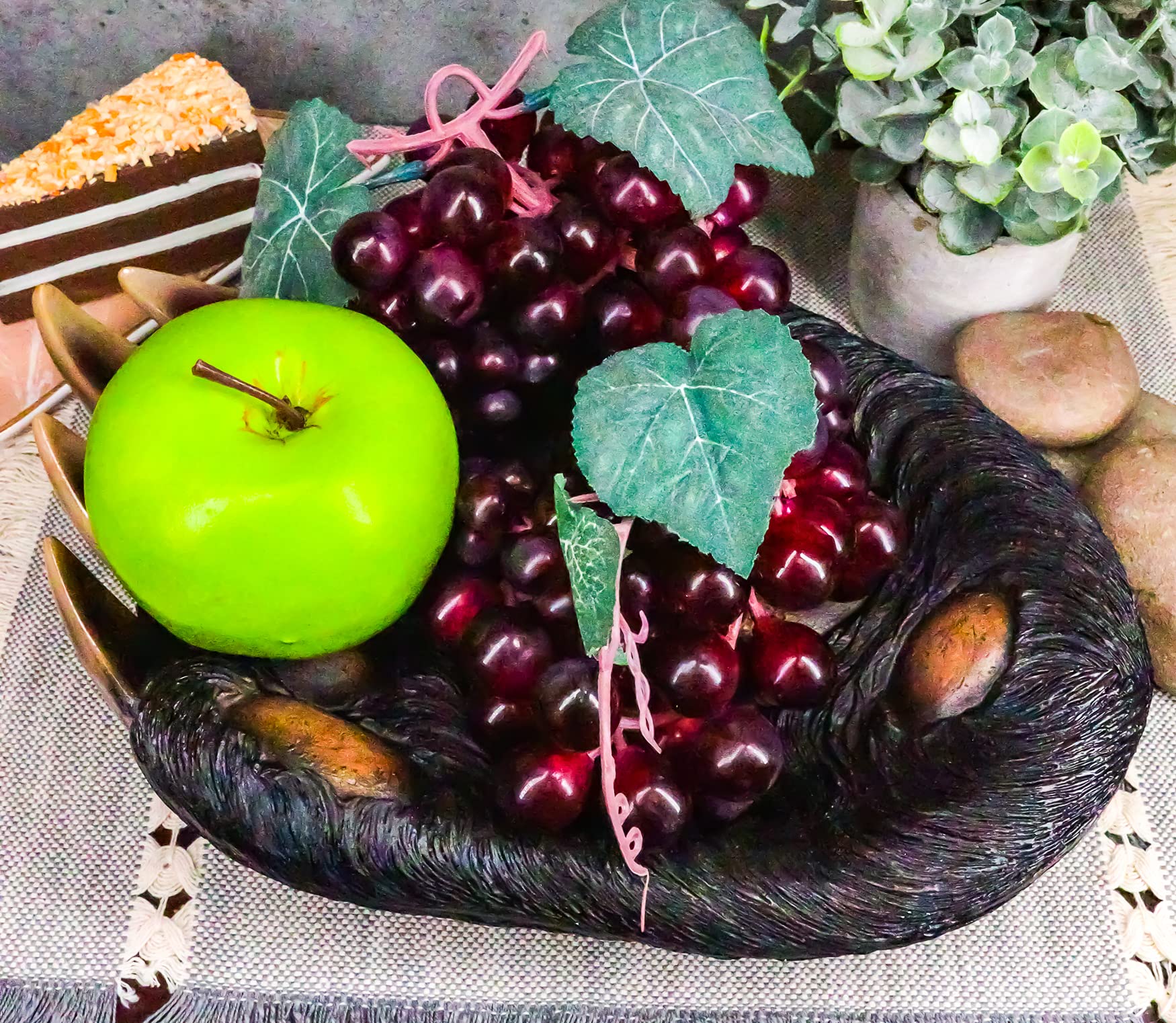 Ebros Rustic Large Long Claws Bear Paw Fruit Platter Serving Bowl Plate 11.5"Wide For Fruits Treats Candies Cookies Tabletop Decor Of Grizzly Bears Black Bears Wildlife Animal Kitchen Dining Accessory