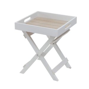 whw whole house worlds cape cod cocktail tray table, white and pale wood tones, natural wood and mdf shiplap, 11 ¾ l x 11 ¾ w x 14 ¼ inches