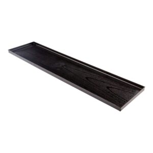 Restaurantware 23.6 x 5.9 Inch Rectangle Trays 25 Disposable Serving Platters - Faux Wood Grain Pattern With Raised Sides Black Plastic Party Trays Serve Appetizers Or Appetizers For Parties