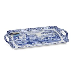 Pimpernel | Large Tray with Handle | Spode Blue Italian Design | Serving Platter | Dessert and Breakfast Tray | Measures 19" x 11.5" | Made of Melamine | Dishwasher Safe