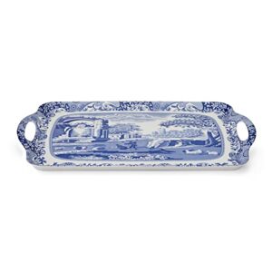 Pimpernel | Large Tray with Handle | Spode Blue Italian Design | Serving Platter | Dessert and Breakfast Tray | Measures 19" x 11.5" | Made of Melamine | Dishwasher Safe