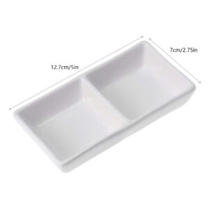 BESTonZON Serving Dishes 5.5 Inch White Ceramic Appetizer Serving Tray 2-Compartment Sauce Dishes Divided Snack Dishes for Dish Soy Sauce (White) Serving Platter