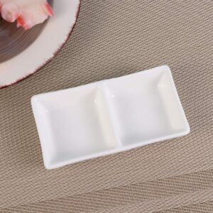 BESTonZON Serving Dishes 5.5 Inch White Ceramic Appetizer Serving Tray 2-Compartment Sauce Dishes Divided Snack Dishes for Dish Soy Sauce (White) Serving Platter