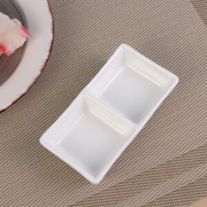 BESTonZON Serving Dishes 5.5 Inch White Ceramic Appetizer Serving Tray 2-Compartment Sauce Dishes Divided Snack Dishes for Dish Soy Sauce (White) Serving Platter