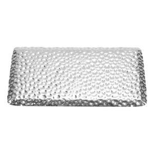 rectangular tray, dishwasher safe decoration hammered tray elegant stainless steel toilet bowl for bathroom (silver)