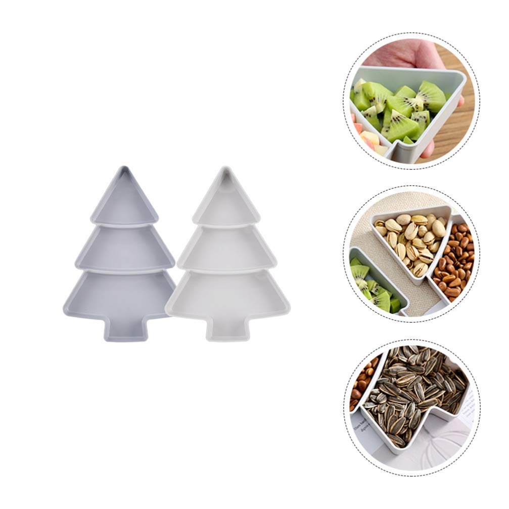 TOYANDONA 2Pcs Christmas Plates Christmas Tree Shape Fruit Appetizer Trays Xmas Snack Dessert Serving Platter Tray Cookies Candy Container for Holiday Party Decorations