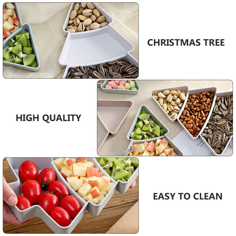 TOYANDONA 2Pcs Christmas Plates Christmas Tree Shape Fruit Appetizer Trays Xmas Snack Dessert Serving Platter Tray Cookies Candy Container for Holiday Party Decorations