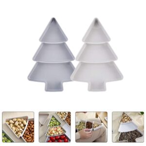 TOYANDONA 2Pcs Christmas Plates Christmas Tree Shape Fruit Appetizer Trays Xmas Snack Dessert Serving Platter Tray Cookies Candy Container for Holiday Party Decorations